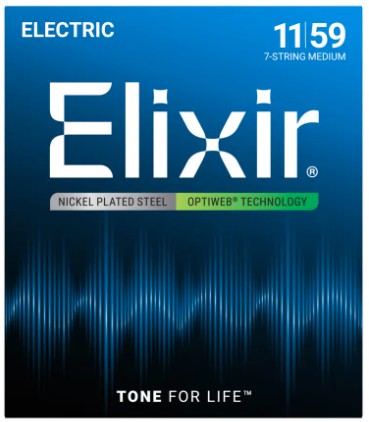 Elixir 19106 Optiweb Nickel Plated Steel 7-string Medium 11/59