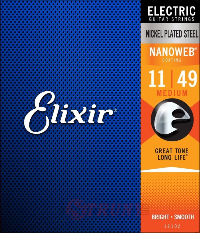 Elixir 12102 Nanoweb Nickel Plated Steel Medium 11/49