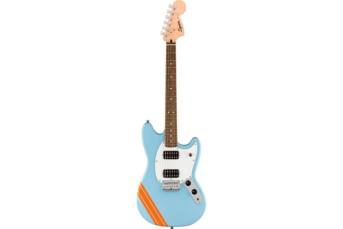 Електрогітара SQUIER by FENDER BULLET MUSTANG FSR HH DAPHNE BLUE w/COMPETITION STRIPES