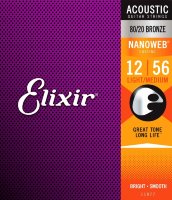Elixir 11077 Nanoweb 80/20 Bronze Acoustic Light-Medium 12/56