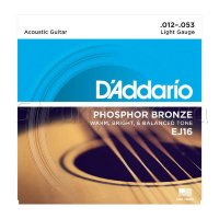 D'Addario EJ16 Phosphor Bronze Light Acoustic Guitar Strings 12/53