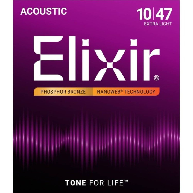 Elixir 16002 Nanoweb Phosphor Bronze Acoustic Extra Light 10/47 (PB NW EL)