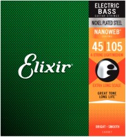Elixir 14087 Nanoweb Coated Nickel Plated Steel Light-Medium EXTRA LONG SCALE 4-Strings 45/105
