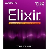 Elixir 16027 Nanoweb Phosphor Bronze Acoustic Custom Light 11/52 (PB NW CL)