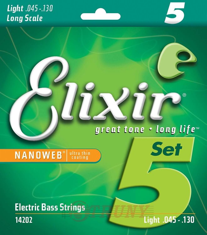 Elixir 14202 Nanoweb Coated Nickel Plated Steel Light Long Scale 5-Strings 45/130