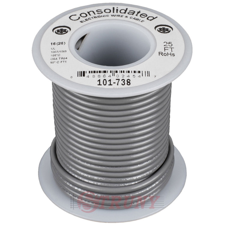 Consolidated 9305-8 Gray Провод ПВС PVC 24AWG UL1061 600V 