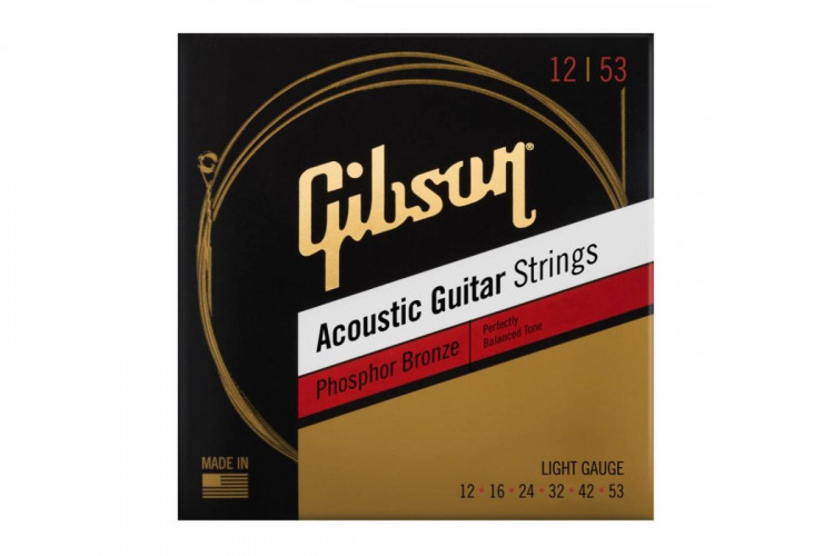 Gibson SAG-PB12 PHOSPHOR BRONZE ACOUSTIC GUITAR STRINGS 12/53 LIGHT