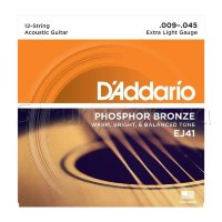D'Addario EJ41 Phosphor Bronze Extra Light Acoustic Guitar 12-Strings 9/45