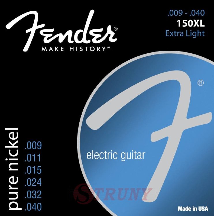 Fender 150XL Pure Nickel Extra Light Guitar Strings 9/40