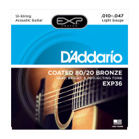 D'Addario EXP36 80/20 Bronze Light Acoustic Guitar 12-Strings 10/47